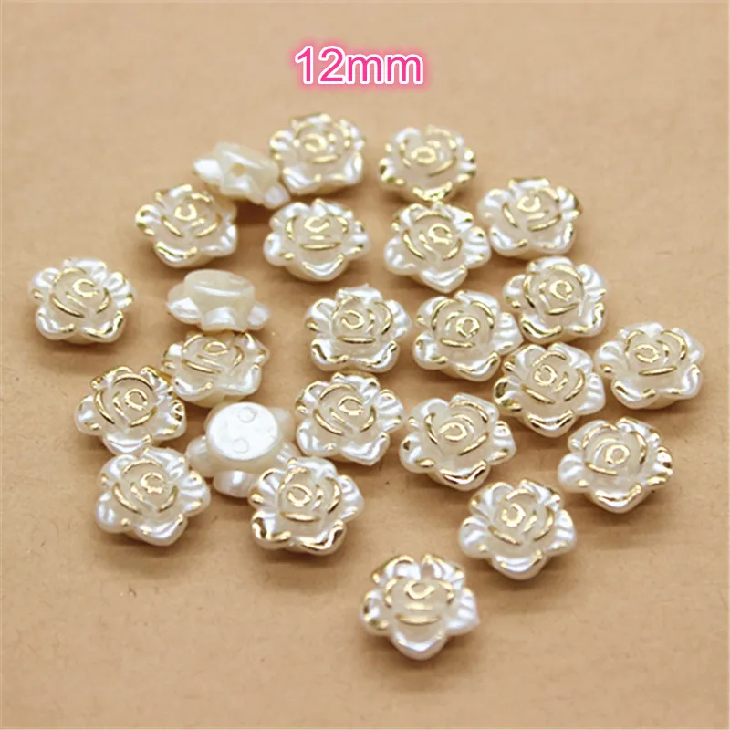 100 шт. 12 мм полимерные жемчужные бусины цвета слоновой кости с цветком розы (одно