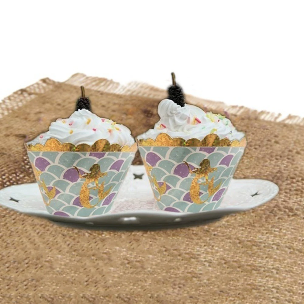 12 шт./компл. обертки для капкейков с принтом русалки будущей матери