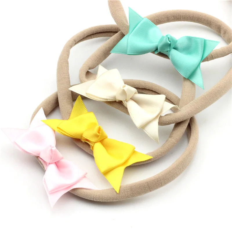 Ободок для волос с бантом новорожденных нейлоновая обтягивающая повязка на