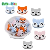 cute idea 10pcs fox shaped silicone beads baby teether cartoon toys bpa free diy chewable pacifier clip sensory jewelry