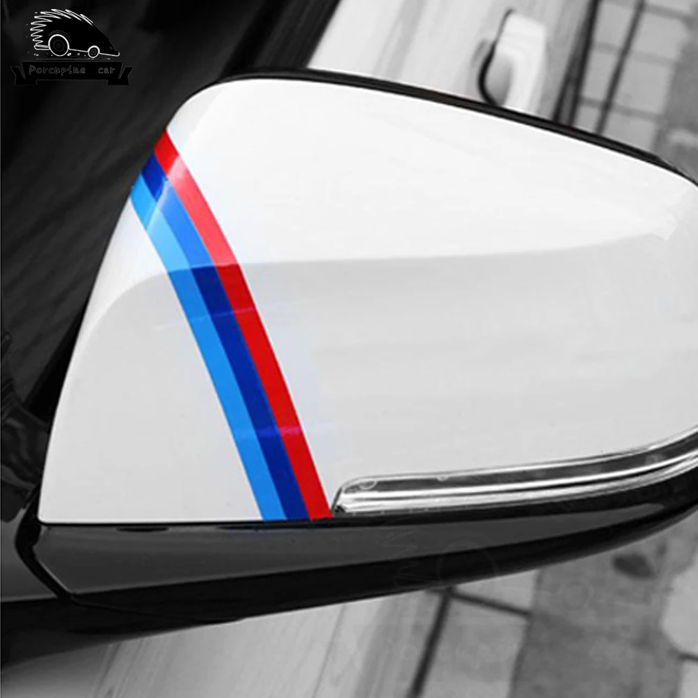 Наклейка на решетку радиатора зеркала заднего вида 4 шт. в спортивную полоску для