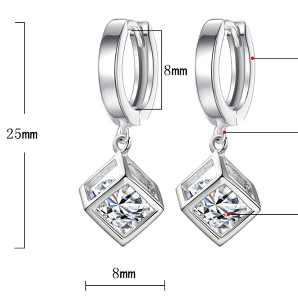 

NEHZY 925 sterling silver earrings jewelry high quality new retro simple hollow square super flash Zircon earrings hot sale