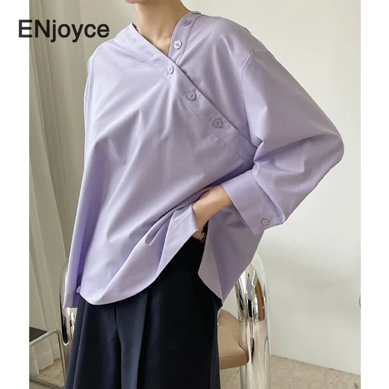 Женская блузка с длинным рукавом в японском стиле косой планкой | одежда