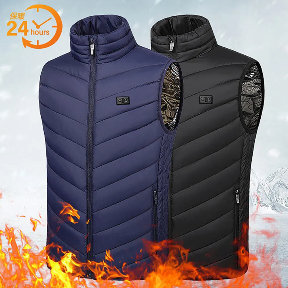 

11 Areas Sleevless Heated Vest USB Three-Speed Temperature Men Women Winter Electrical Heated Jacket Outdoor Fishing Hunting
