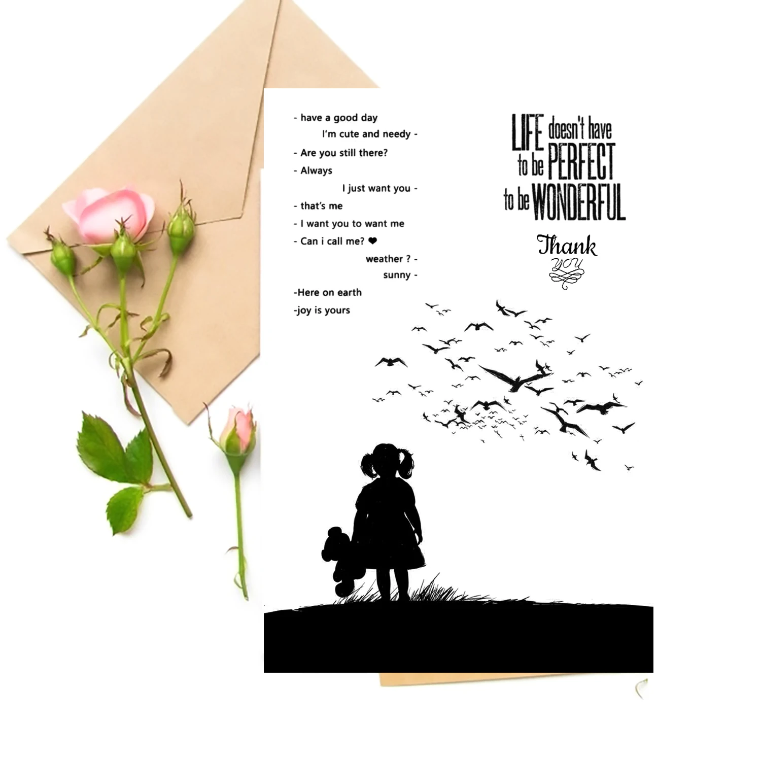 

Bird Girl Blessings Clear Stamps For DIY Scrapbooking Card Making Silicone Stamps Fun Decoration Supplies