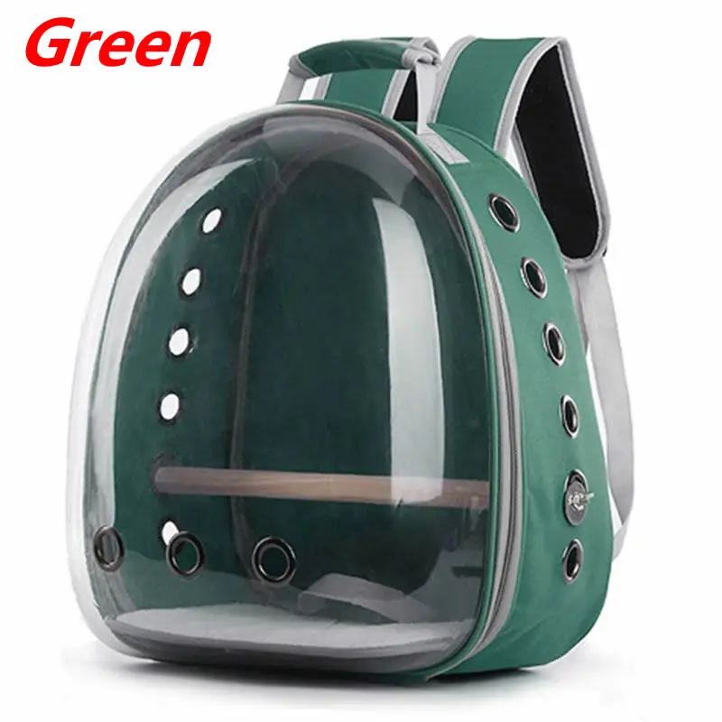 Green Рюкзак для питомцев, сумка для питомцев, собак, кошек, пористая дышащая сумка на плечо для питомцев, портативный прозрачный космический рюкзак для питомцев - Color: Green