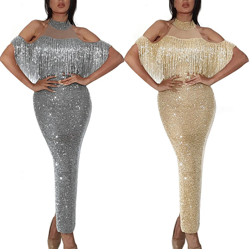 Женское платье с разрезом элегантный Секи обтягивающая открытыми плечами