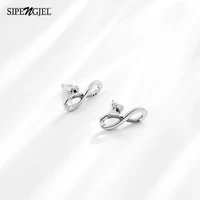 sipengjel fashion pave zircon infinity stud earrings geometric 8 shped piercing earrings for women wedding party jewelry gift