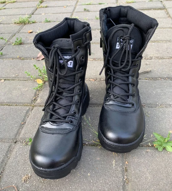 Прочные армейские походные дешевые черные кожаные ботинки |