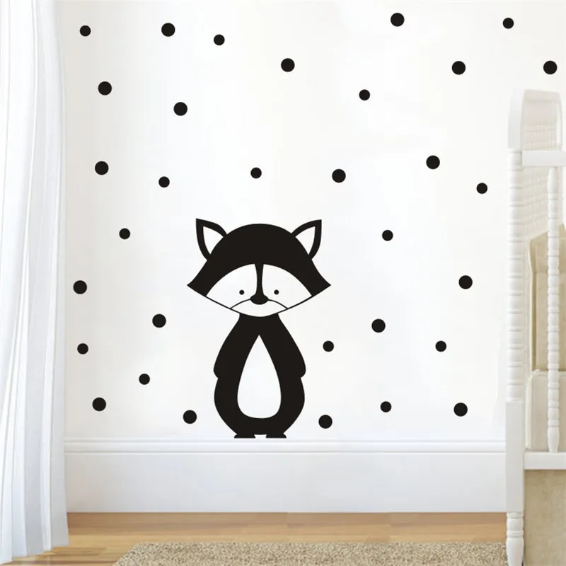 Настенные стикеры в черный горошек для детской комнаты наклейки виде животных
