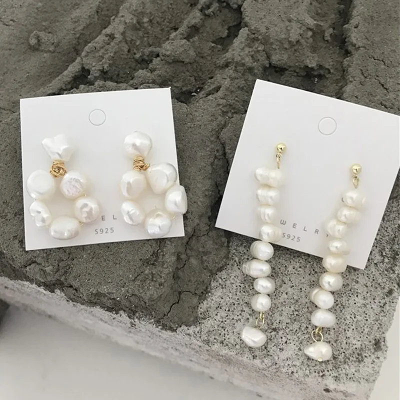 Модный бренд женские серьги с пресноводным жемчугом белое барокко из бисера