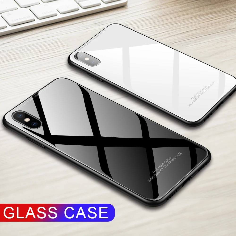 Защитный чехол из мягкого ТПУ с краями для iPhone XS Max XR 7 8 простой закаленного стекла