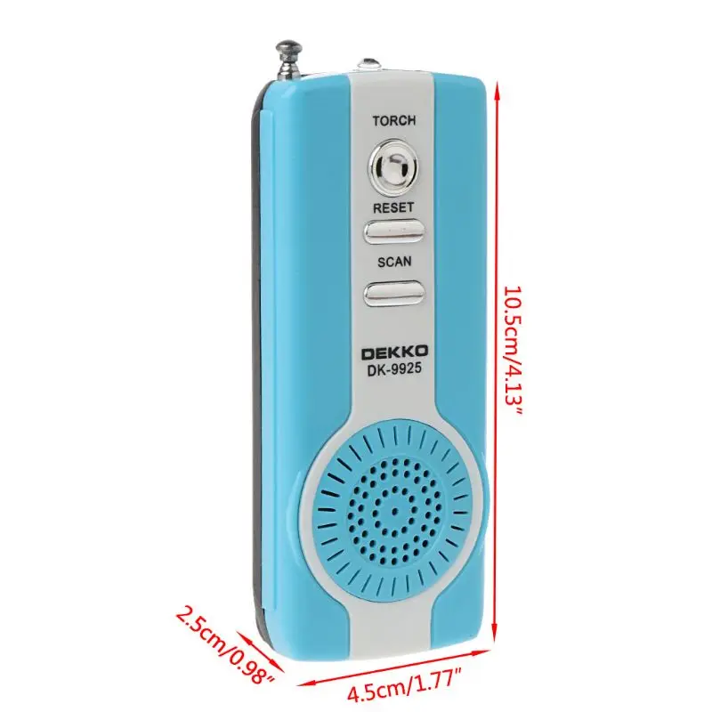 

Mini Portable Auto Scan FM Radio Receiver Clip With Flashlight Earphone DK-9926
