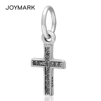 white zircon pave cross sterling silver pendant 925 sterling silver charm beads dangle jewellery accessories sdc957