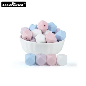 Силиконовые бусины Keep  Grow, 10 шт., 14 мм, шестигранные, без БФА, Детские грызунки сделай сам, бусы-грызунки, цепочка для соски, детские товары