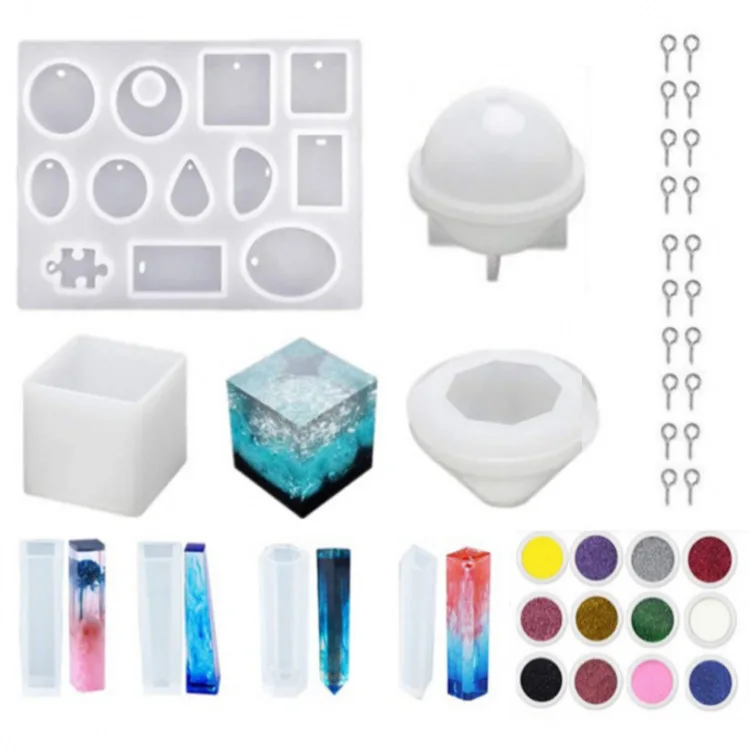 

Silicone Mold for Resin Silicone Uv Resin DIY Clay Epoxy Resin Casting Molds and Tools Set with A Black Storage Bag for Jewelry