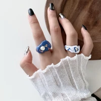 u magical textured irregular handmade enamel contrasted ring for women causal simulation pearl index finger ring jewellery