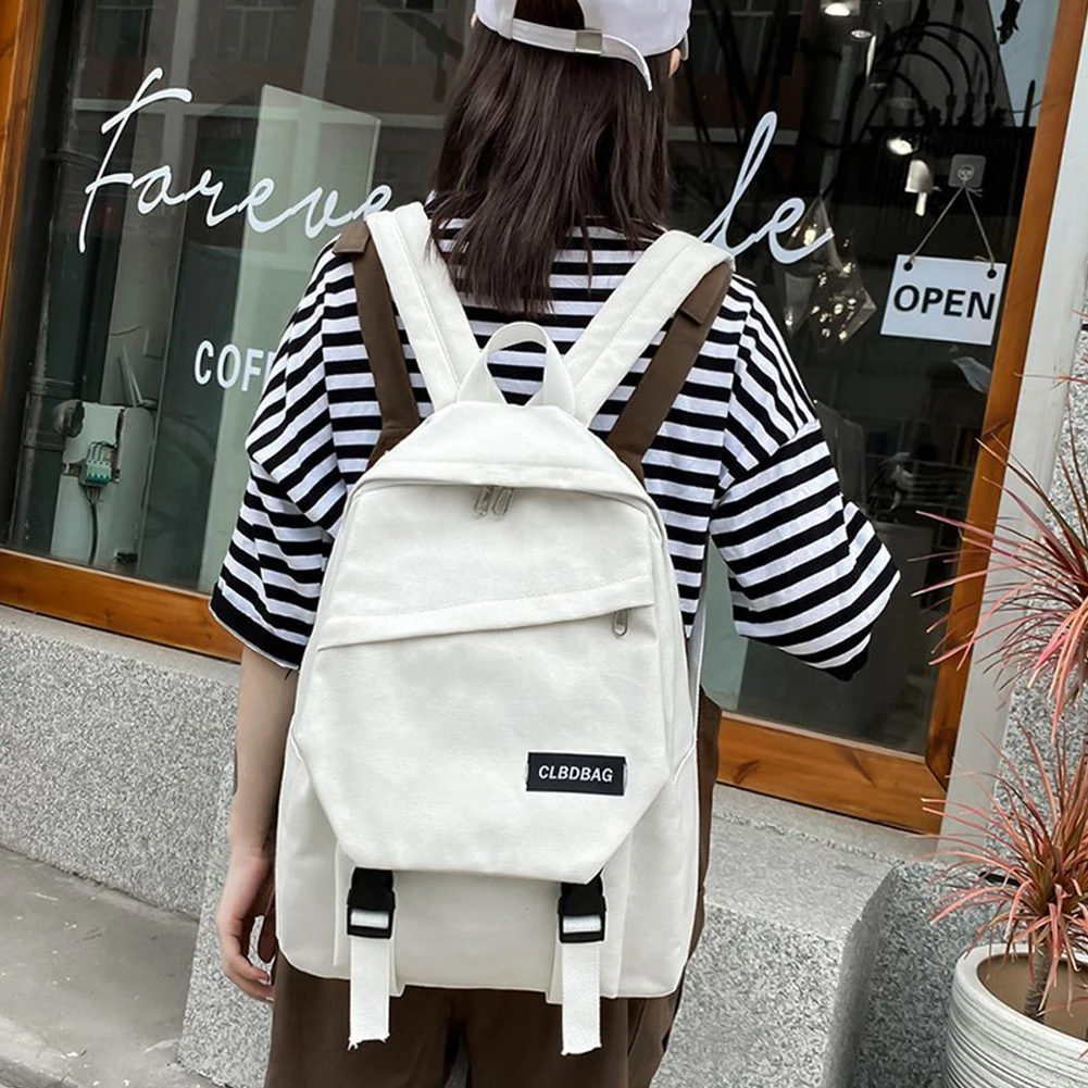 Холщовый рюкзак для женщин однотонный школьный ранец на ремне мальчиков и