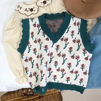 korean childrens clothing 2021 autumn new flowers boys and girls vest baby vest childrens knit sweater sweater
