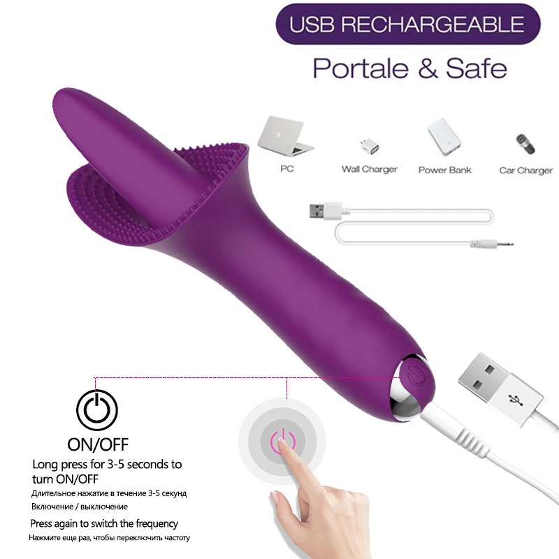 Silicone Innovative G-spot Vibrator Rechargeable Tongue Massage 10 Speed Vibrating Quiet Clitoris Stimulator Sex Toys for Women | Красота и