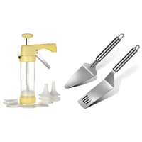 1 set icing set cookie biscuit press and cake icing decorating set 1 pcs stainless steel cake shovel cake cutter