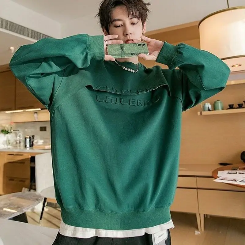 Свитшот мужской осенний с круглым вырезом и надписью | Мужская одежда