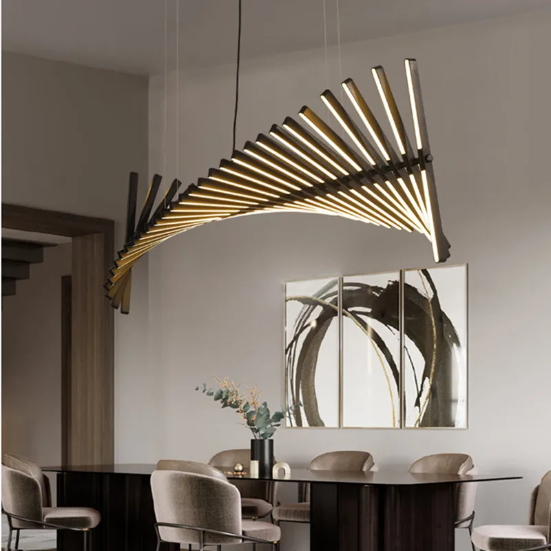 Креативная Современная Художественная светодиодная люстра в виде рыбьей кости с