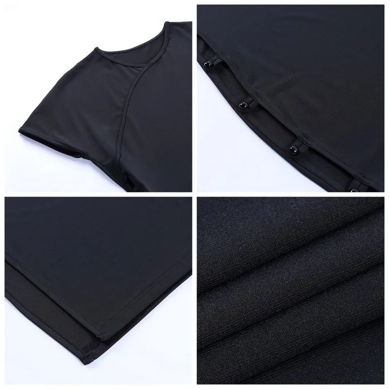 

Short Sleeve Side Hollow Out Woman Party Dress Black O-Neck Fashion Summer Dresses 2021 New Homewear Mini Vestidos