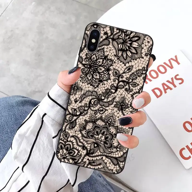 

Lace Flower sexy fashion girl pattern luxury Anti-fall Phone Case for iPhone 11 12 pro XS MAX 8 7 6 6S Plus X 5S SE 2020 XR