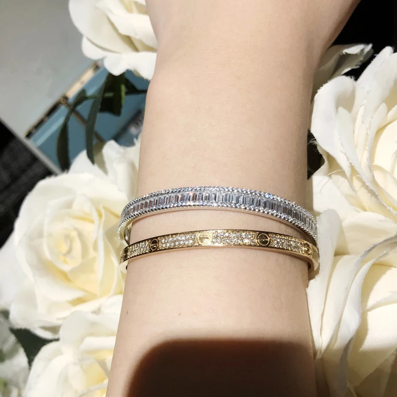 

Women's high quality S925 sterling silver full ladder zircon bracelet fashion noble boutique Valentine's Day gift