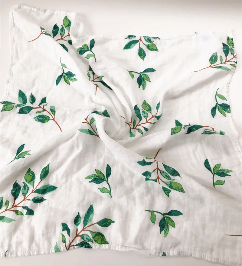 Green Leaves Бамбуковое хлопковое детское одеяло s, мягкое детское одеяло для новорожденных, муслиновое Пеленальное Одеяло для кормления, тканевое полотенце, шарф, детские вещи, 60*60 см - Цвет: Green Leaves