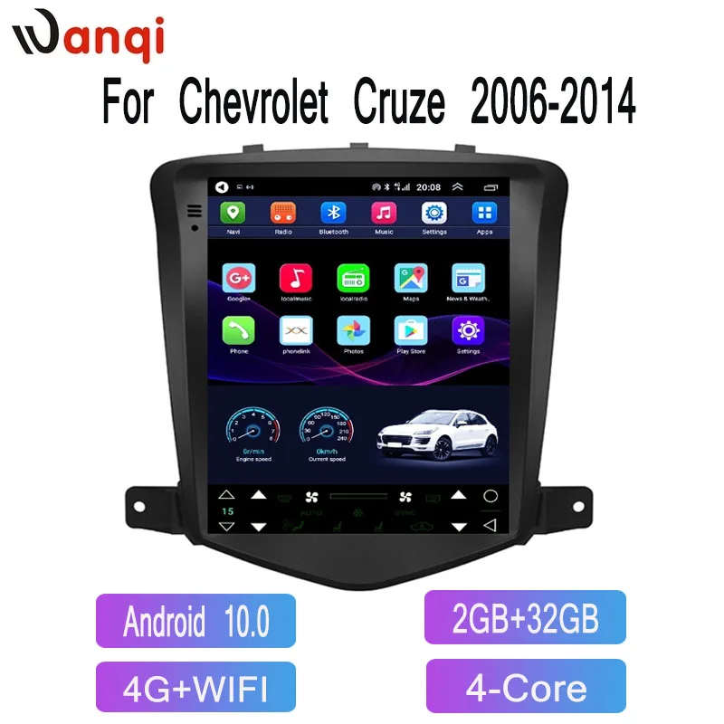 

Автомобильное радио, мультимедийный видеоплеер, GPS-навигатор, Android 10, 4G, экран в стиле Tesla для Chevrolet Cruze 2006-2014