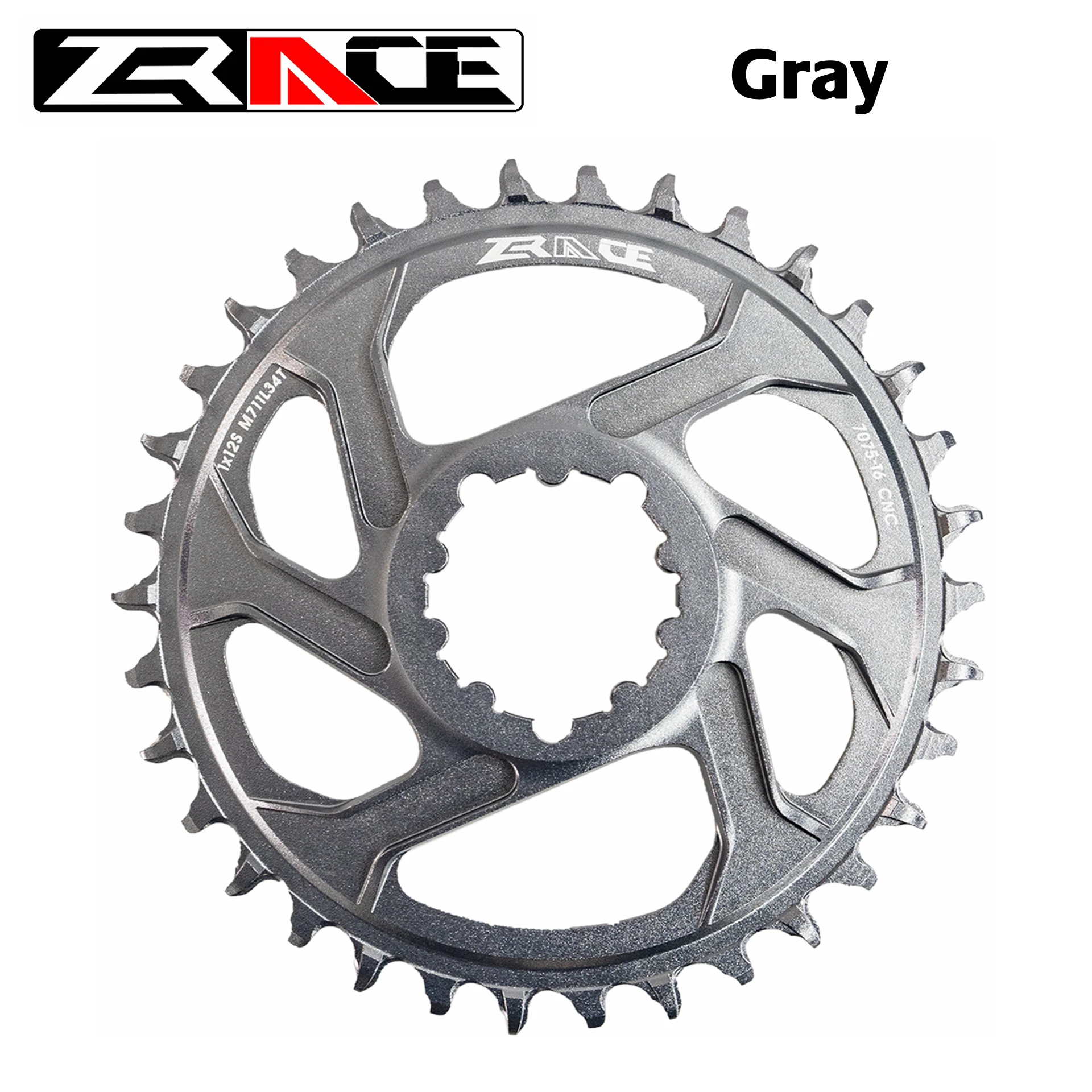 Звездочка ZRACE 1x12s 28/30/32/34/36T 7075AL Vickers твердость 21 смещение 6 мм для прямого крепления