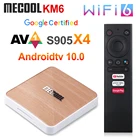ТВ-приставка Mecool KM6 Deluxe, Android 10, Amlogic S905X4, Android TV 10,0, сертификация Google, двойной Wi-Fi 6, 1000 м, 4 ГБ, 64 ГБ, медиаплеер