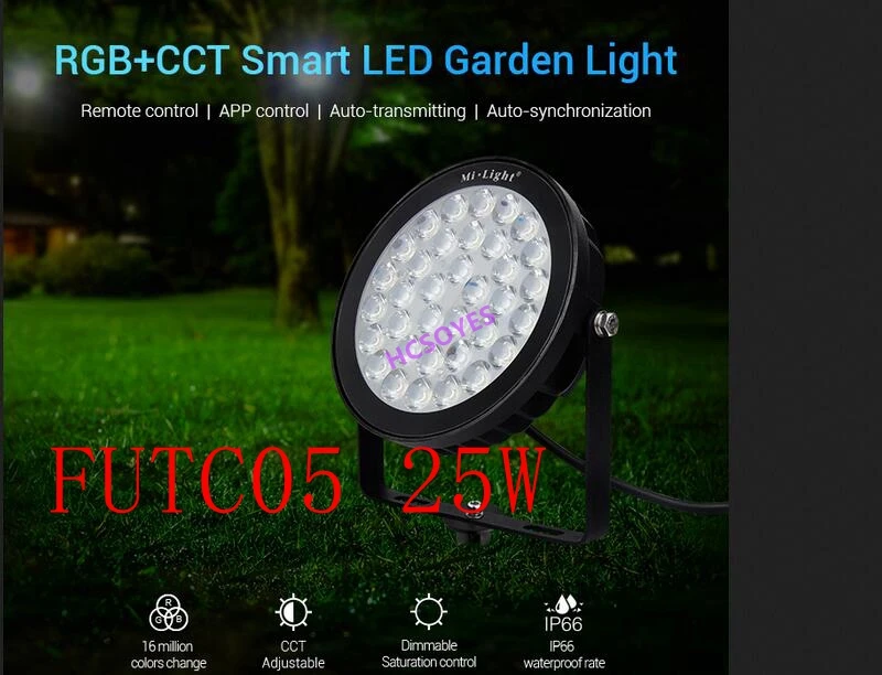 Milight FUTC04 6 W/FUTC05 25 Вт RGB+ CCT умный светодиодный сад лампа наружного освещения Светодиодный свет лужайки IP65 Водонепроницаемый 24V 110V 220V