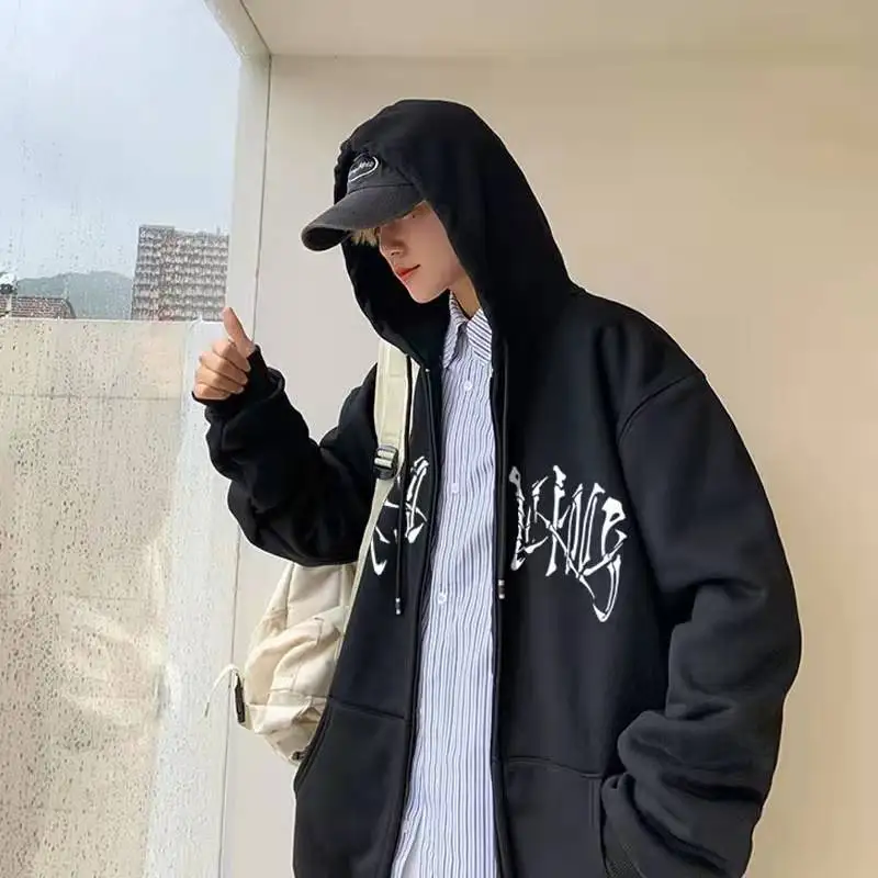

Skeleton Printing Y2k Zip Up Hoodie Long Sleeve Casual Loose Harajuku Fashion Pullovers Boy Clothes Streetwear Unisex Cardigan