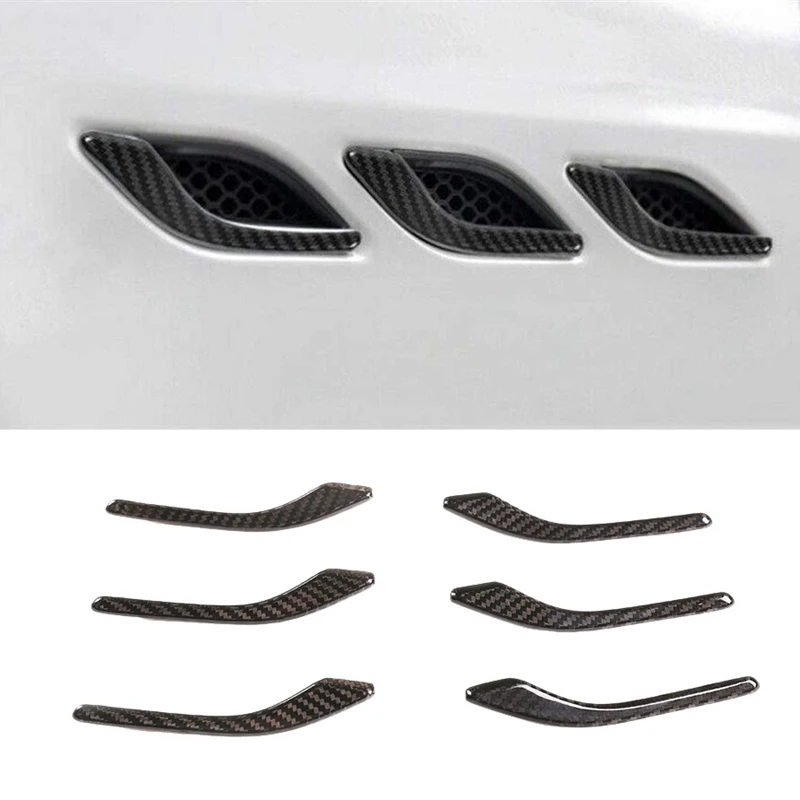 

6 Pcs Car Side Wing Air Vent Intake Inlet Flow Fender Trim Cover Grill Real Carbon Fiber For Maserati Ghibli 2014 -2021