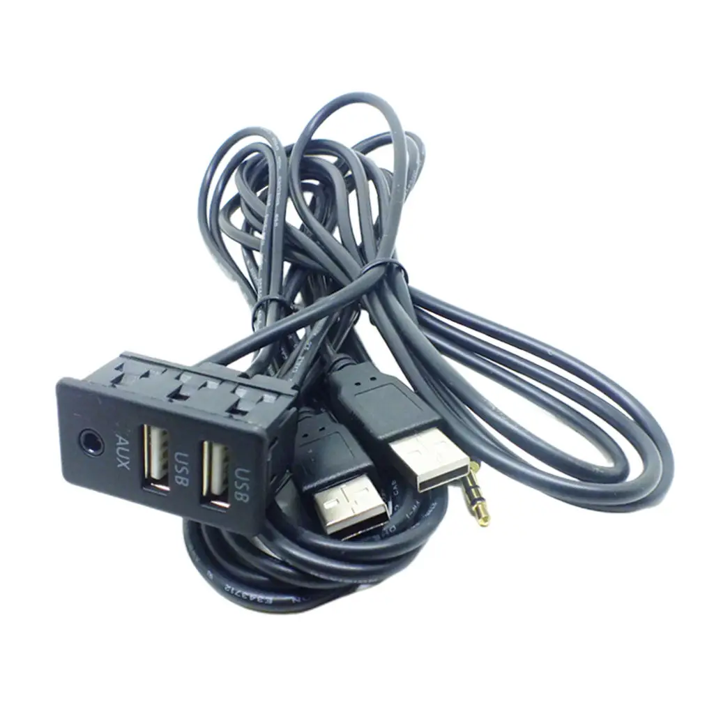 

1.5M Car Vehicle Universal AUX 2 USB Audio Dashboard Mounted Extension Cable