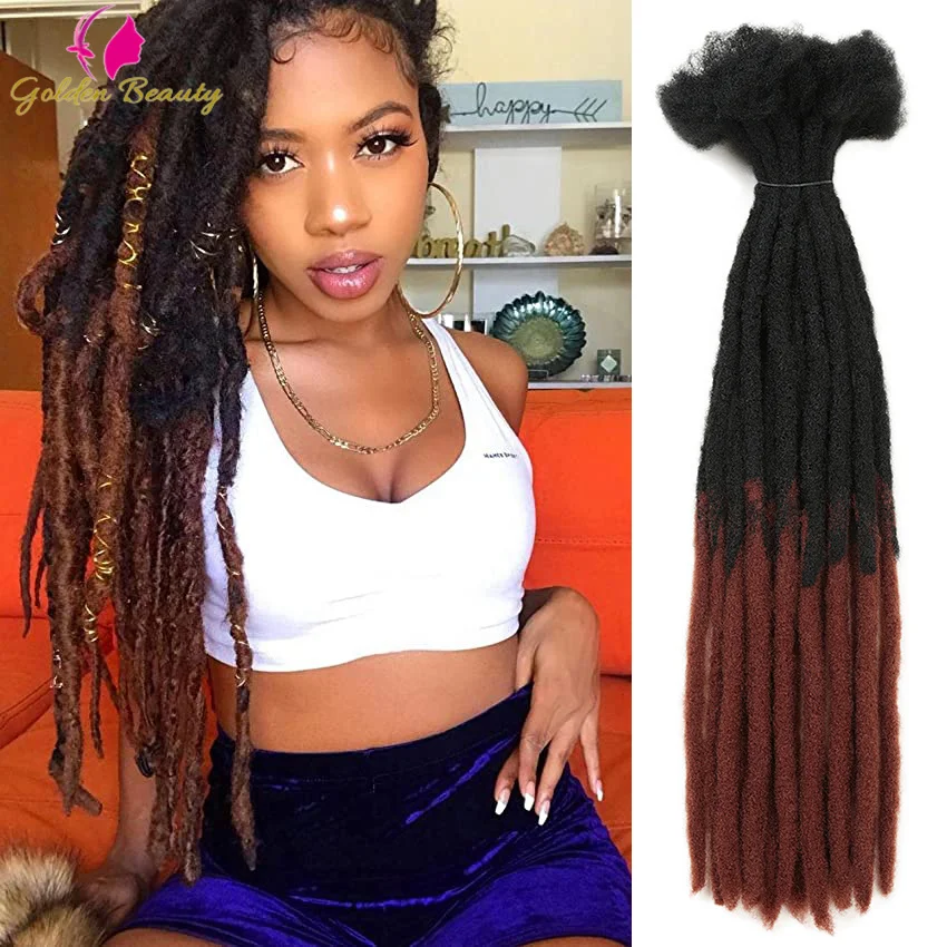 22 Inch Synthetic Ombre Handmade Dreadlocs Hair Extensions Natural Soft Faux Locs Crochet Braiding Hair For Men And Women