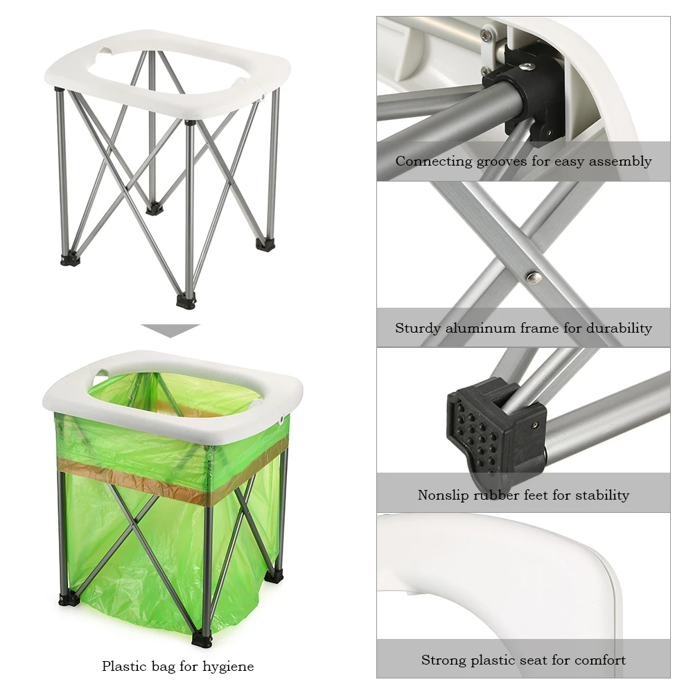 売却 Outdoor Comfortable Toilet Seat Chair Camping Toilet Seat Portable Folding Toilet Lightweight Camping Hiking Travel Equipment