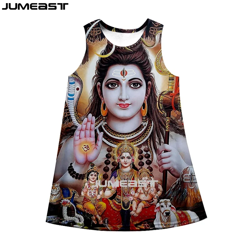

Jumeast Women 3D Printed Dresses Lord Shiva Streetwear Harajuku Summer Fashion Hip Hop Sleeveless Dress Suspender Nightdress
