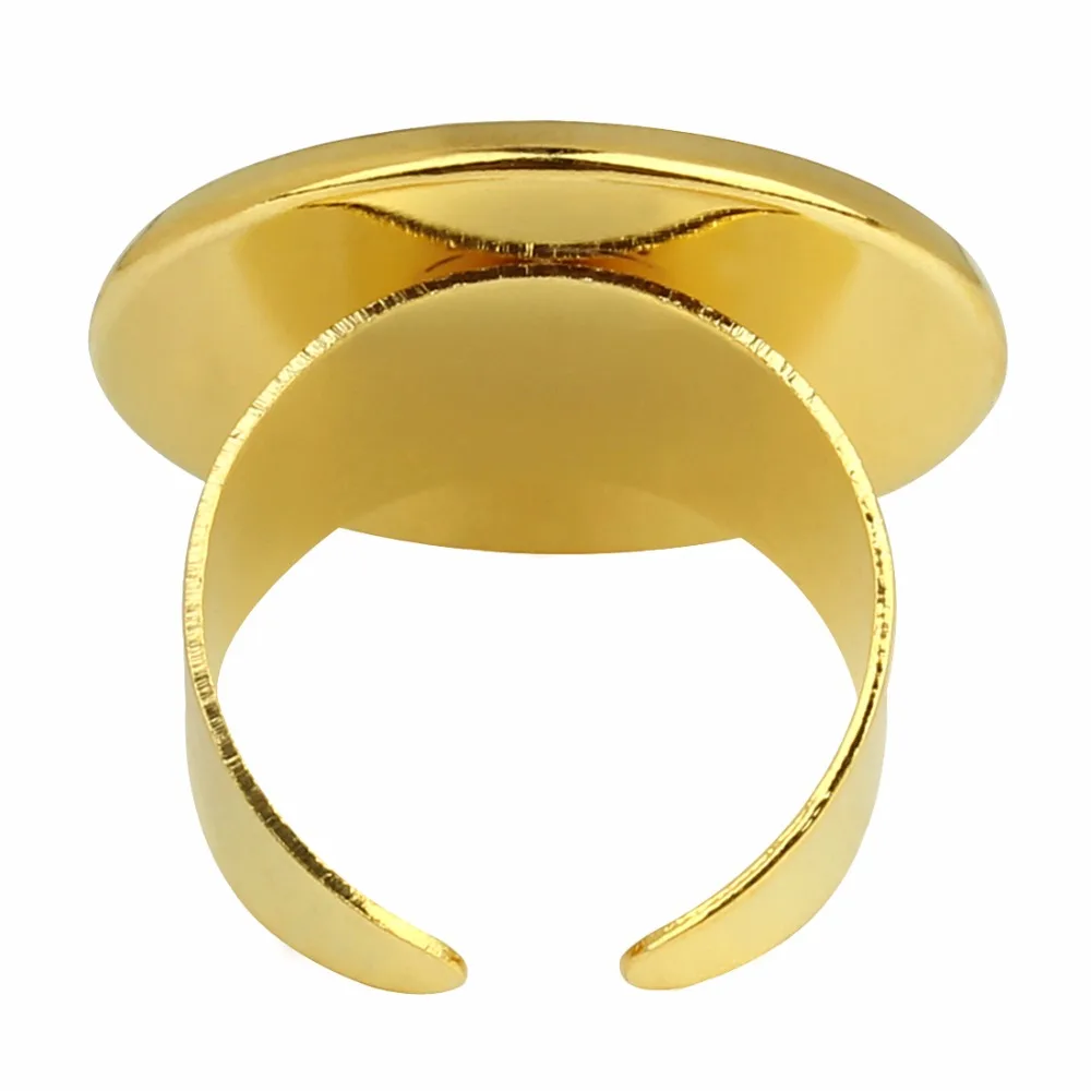 

Ciseng 5pcs Open Ring Bases Time Gem Rings Cabochon Settings Bezel Tray Silver/Gold Color Ring Setting Fit Cabochon Cameo