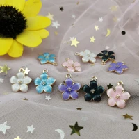 20pcs enamel flower charms for earrings pendants 1417mm jewelry findings handmade craft diy bangle bracelet decor 5 colors