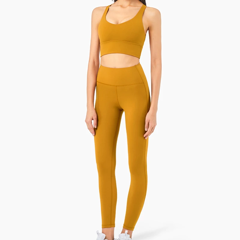 

Luxury Women Gym Tracksuit 2PC Naked Feel High Impact Shockproof Fitness Underwear With Squat Proof Leggings Conjunto Deportivo