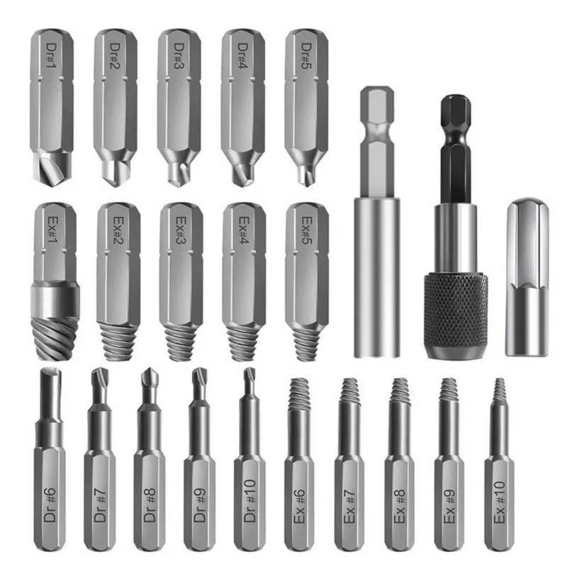 

22Pcs Set Extractor Screwdriver Remover Purpose Tools Disassemble Screws Bolt Stud Slip Teeth Damaged Demolish Stripped Broken