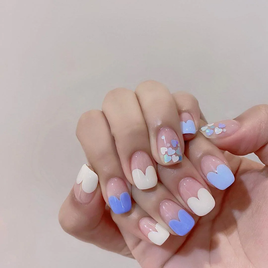 

24pcs/set Calla Love Blue Fake Nails Fashion Artificial Nail Tips Press On Nails Nail Supplies For Professionals