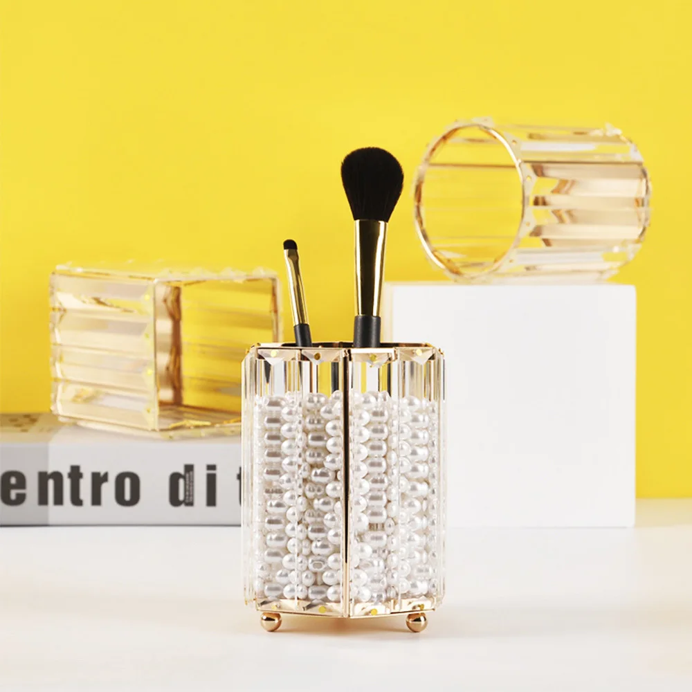 

Clear Glass Makeup Brush Holder Organizer Cosmetic Pen Storage Box Organizing Case for Women- Ins cosmetic case