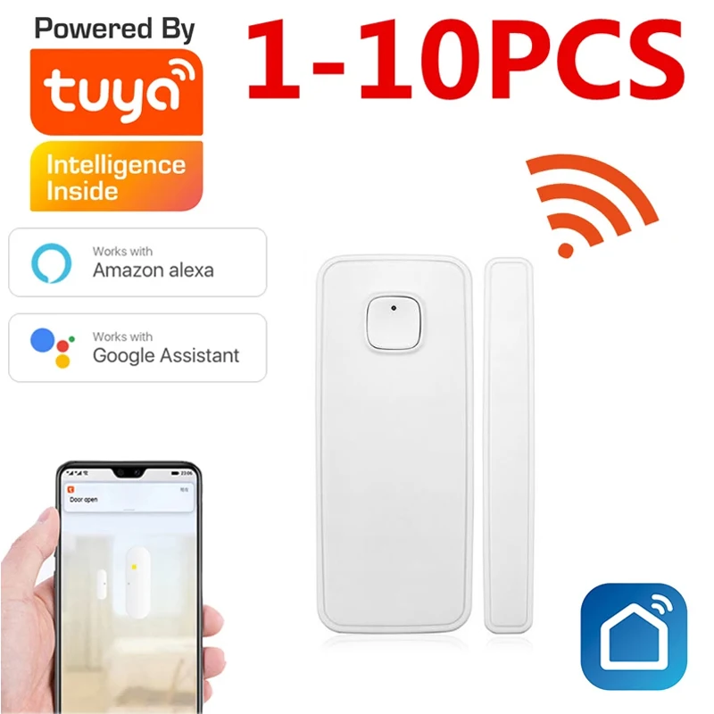 Умный Wi Fi датчик двери окна Tuya сигнализации совместим с Alexa Google Home|Сенсор и