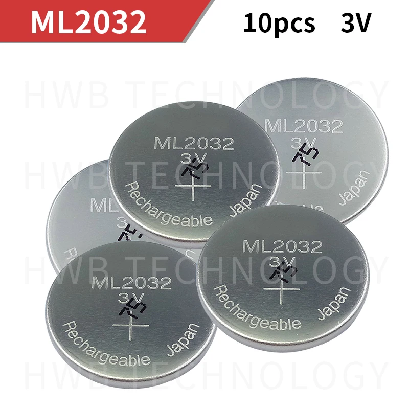 10PCS/LOT New Original ML2032 3V Rechargeable lithium battery button cell batteries (ML2032) | Электроника