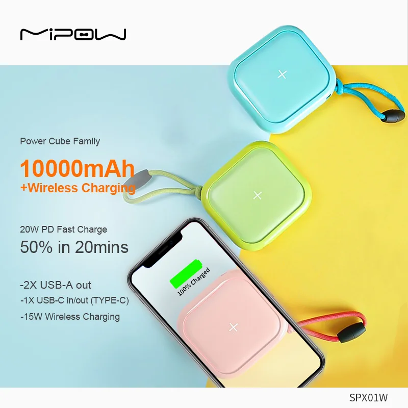 Портативное зарядное устройство MIPOW 10000 мАч 20 Вт PD быстрая зарядка удобная